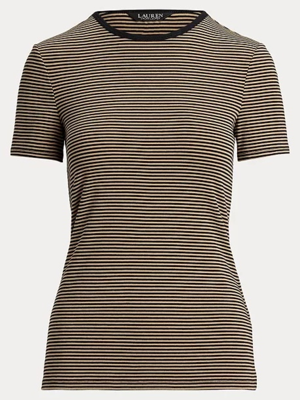 Ralph Lauren Black and Tan Striped Short-Sleeve Crewneck Tee